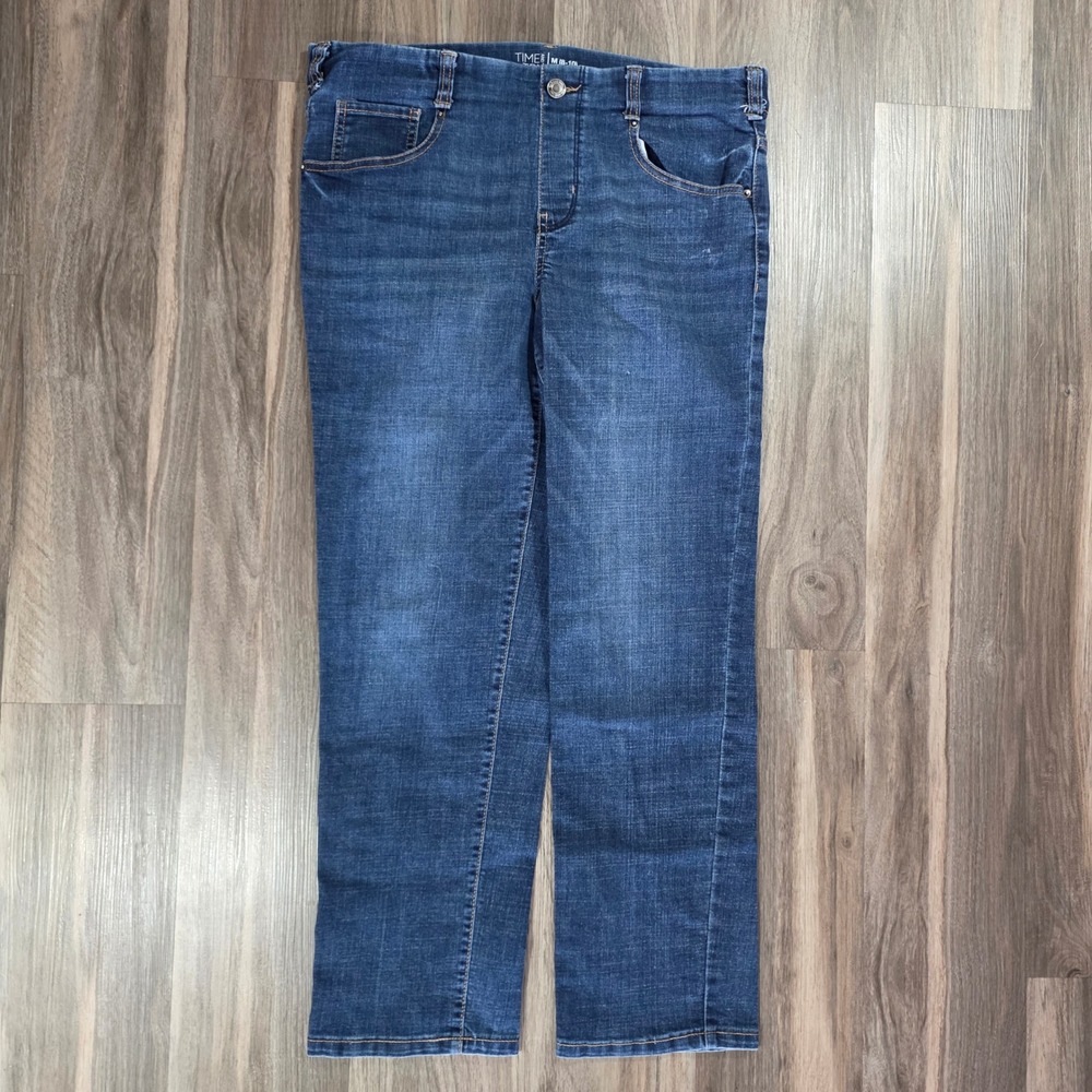 Time and Tru Womens Blue Mid Rise Straight Leg Petite Jeans Size M 8-10